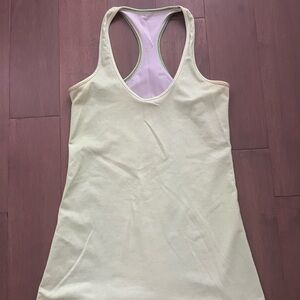 Lululemon Athletica Light Green and White Dot Fitted Tank Too